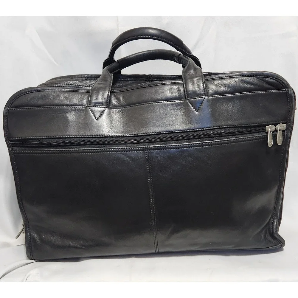 Vintage Briggs & Riley Black Leather Executive Briefcase Laptop Messenger Bag